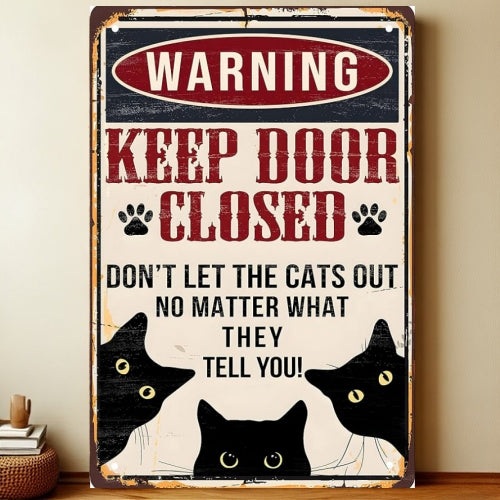 8x12 Cute Cat Metal Sign – Retro Tin Wall Art for Cat Lovers & Kitchens | Liberty Signs #2311