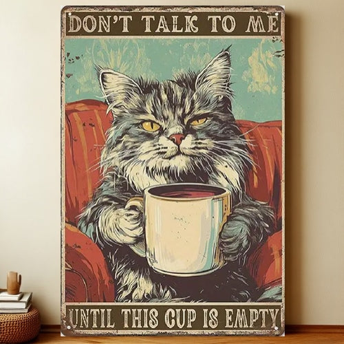 8x12 Cute Cat Metal Sign – Retro Tin Wall Art for Cat Lovers & Kitchens | Liberty Signs #2326