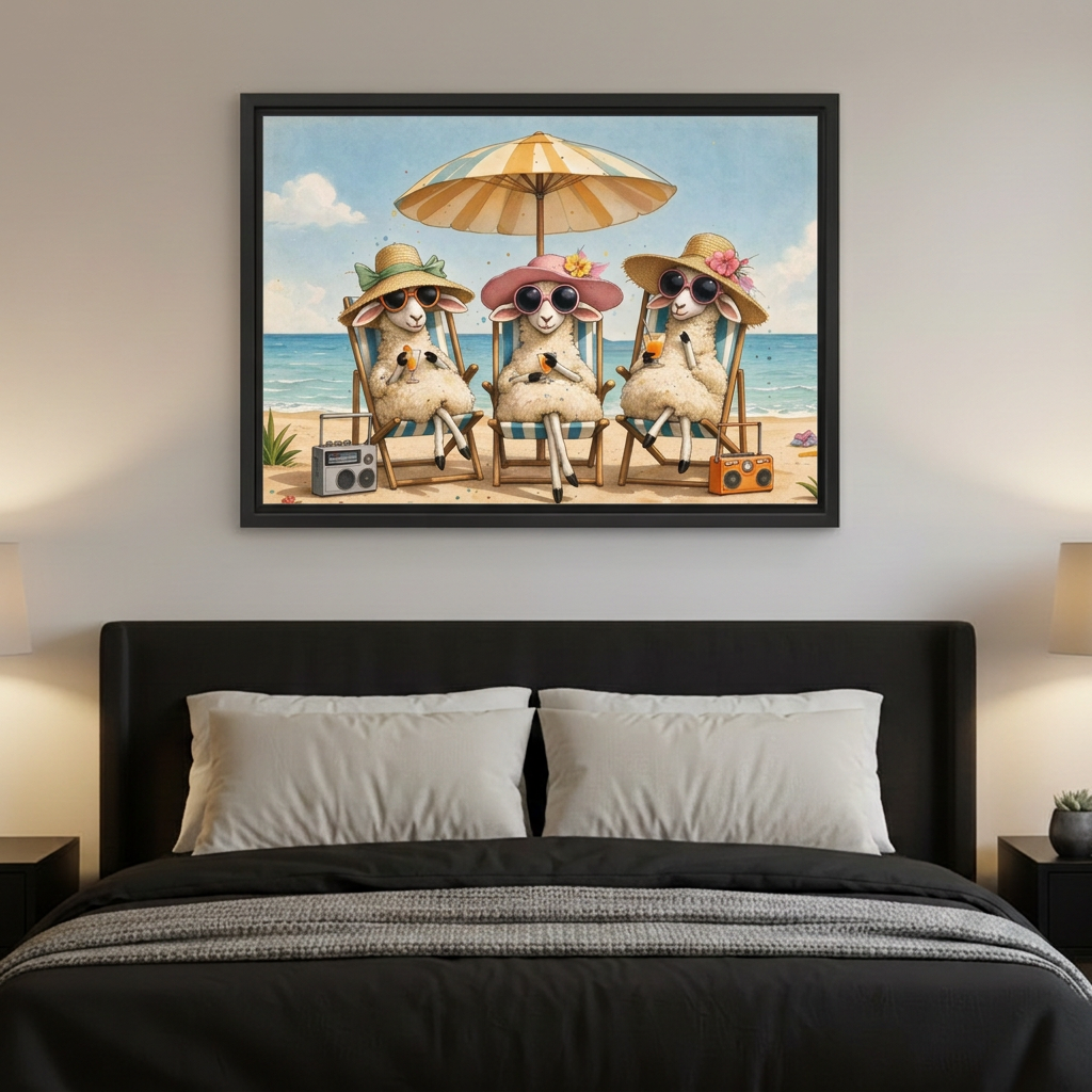 Beach Sheep Canvas Wall Art L6251