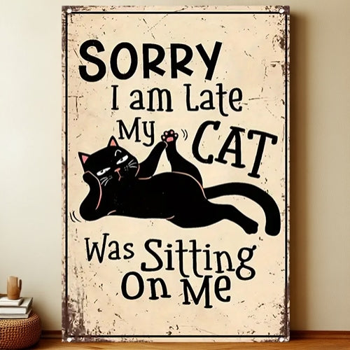 8x12 Cute Cat Metal Sign – Retro Tin Wall Art for Cat Lovers & Kitchens | Liberty Signs #2340