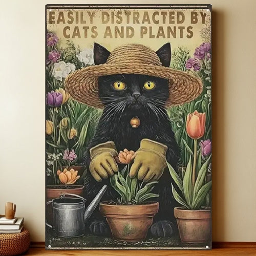 8x12 Cute Cat Metal Sign – Retro Tin Wall Art for Cat Lovers & Kitchens | Liberty Signs #2342