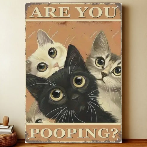 8x12 Cute Cat Metal Sign – Retro Tin Wall Art for Cat Lovers & Kitchens | Liberty Signs #2344
