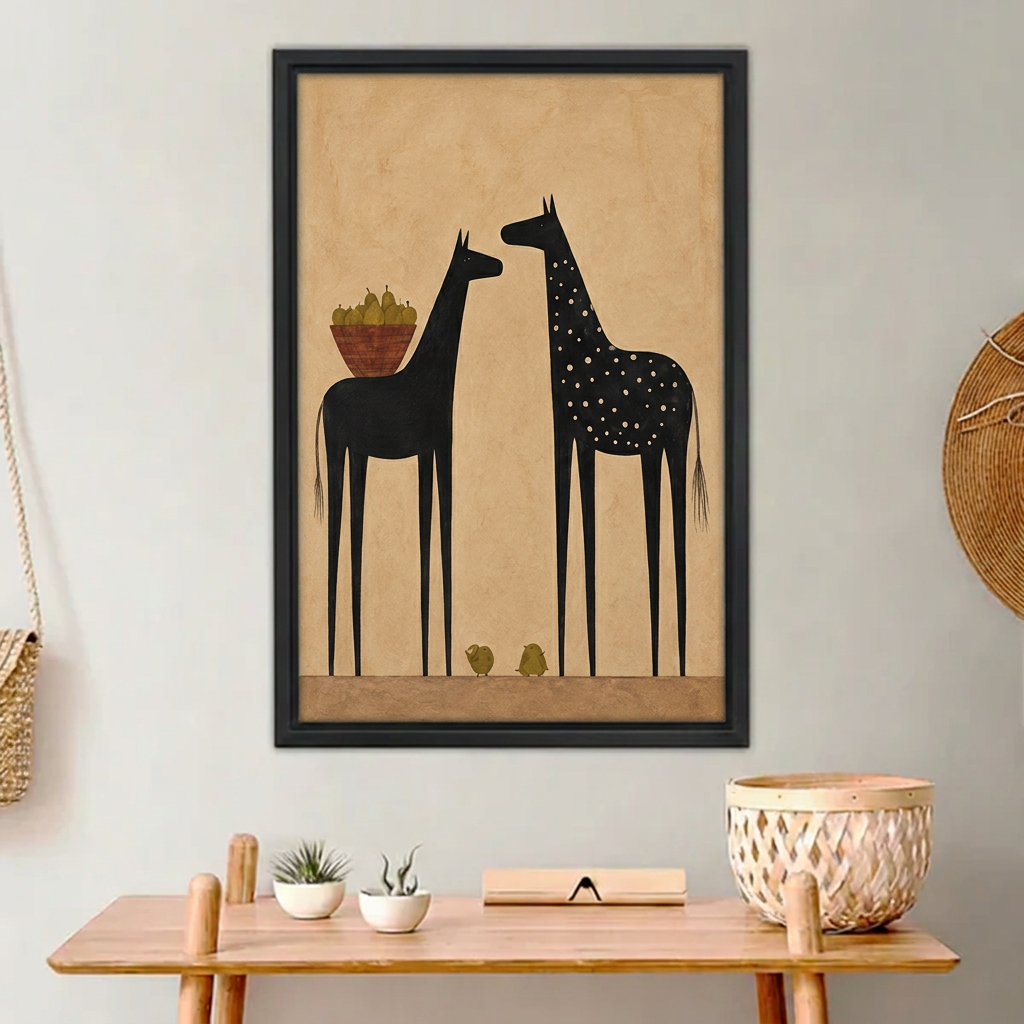 Tall Folk Horses Canvas Wall Art L6229