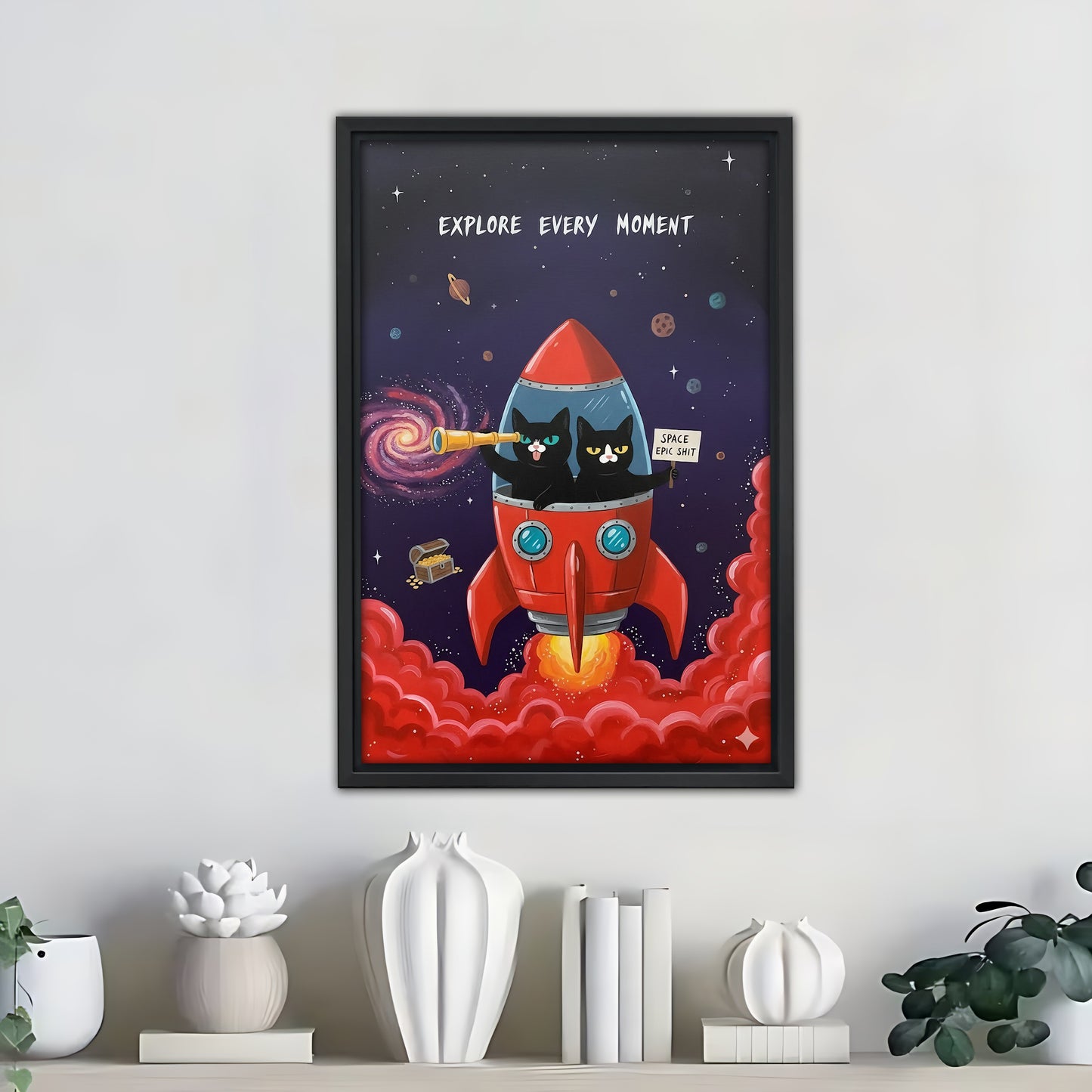 Funny Cat Art - Canvas Wall Art - Abstract Funny Living Room Decor| Liberty Signs #SZ319