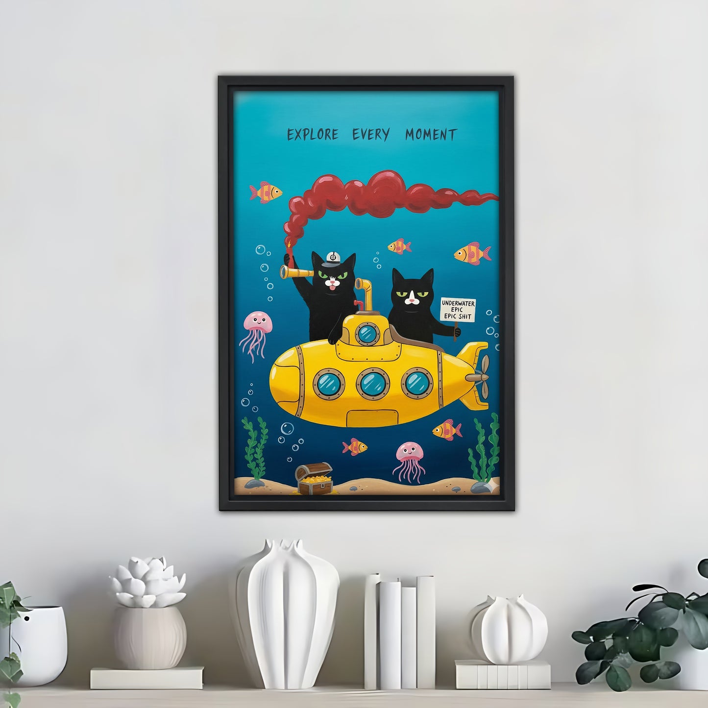 Funny Cat Art - Canvas Wall Art - Abstract Funny Living Room Decor| Liberty Signs #SZ320