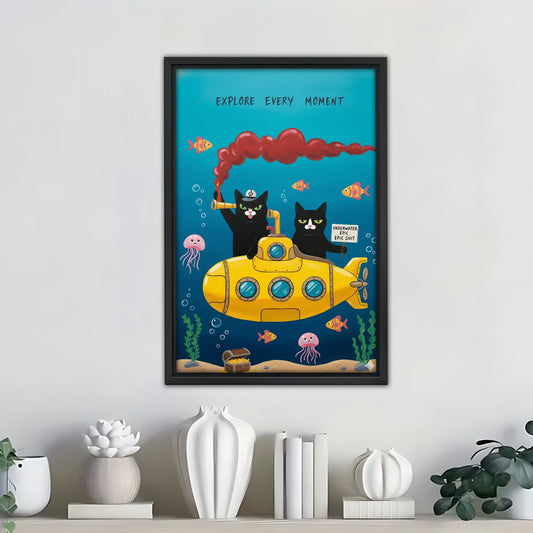 Funny Cat Art - Canvas Wall Art - Abstract Funny Living Room Decor| Liberty Signs #SZ320