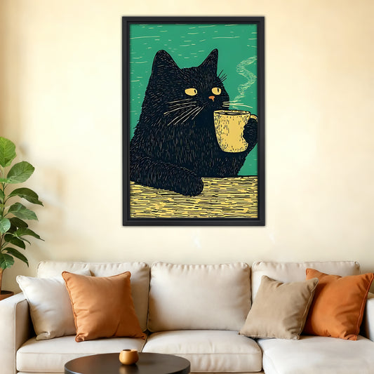 Funny Cat Art - Canvas Wall Art - Abstract Funny Living Room Decor| Liberty Signs #SZ199