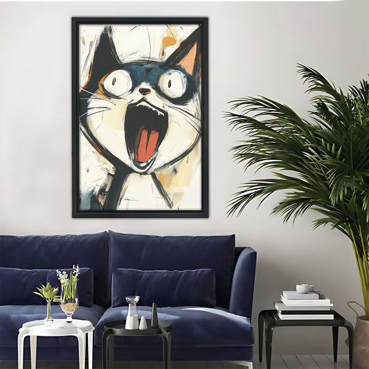 Funny Cat Art - Canvas Wall Art - Abstract Funny Living Room Decor| Liberty Signs #SZ050