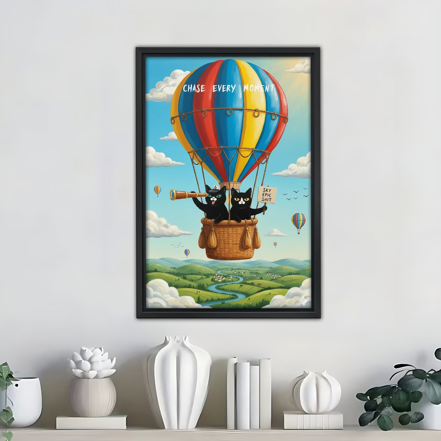 Funny Cat Art - Canvas Wall Art - Abstract Funny Living Room Decor| Liberty Signs #SZ318