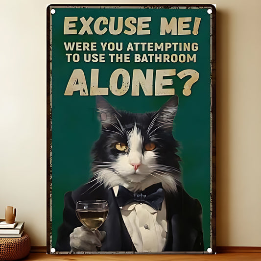8x12 Cute Cat Metal Sign – Retro Tin Wall Art for Cat Lovers & Kitchens | Liberty Signs #2289
