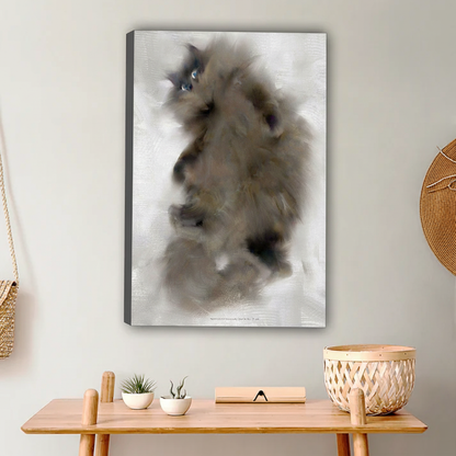 图2 写意蓝眼猫油画无框场景