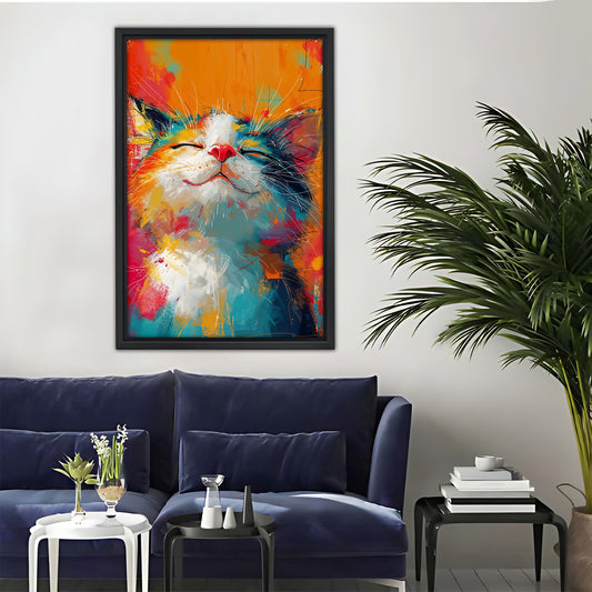 Funny Cat Art - Canvas Wall Art - Abstract Funny Living Room Decor| Liberty Signs #SZ037