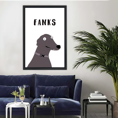 Fanks Funny Greyhound Dog Cartoon Framed Canvas Art|Liberty Signs #L1666