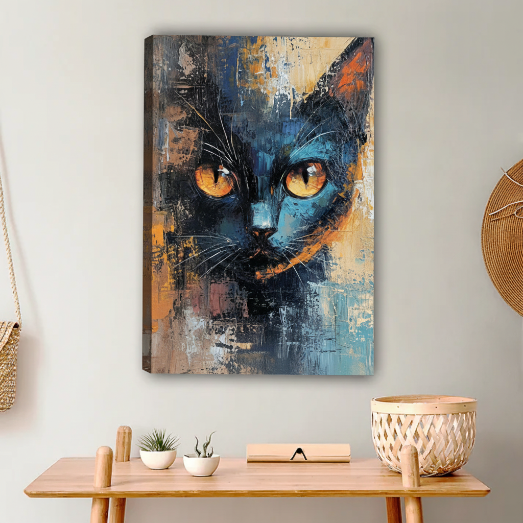 图2 厚涂黑猫琥珀眼无框场景