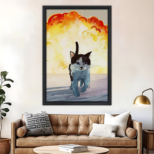 Funny Cat Art -  Canvas Wall Art - Abstract Funny Living Room Decor| Liberty Signs #SZ022