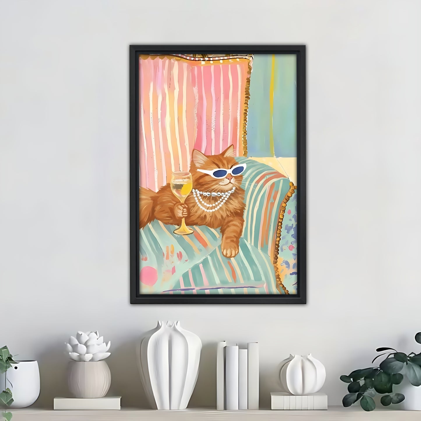 Funny Cat Art - Canvas Wall Art - Abstract Funny Living Room Decor| Liberty Signs #SZ290