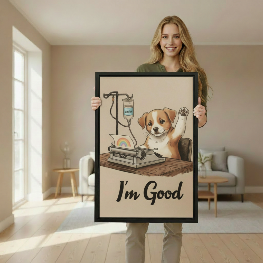 Funny Dog "I'm Good" Vintage Humor Wall Art Print l2022