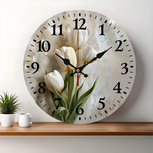 10x10 Decorative Wall Clock  – Ticking Wooden Wall Clock for Living Room or Hallway | Liberty Signs#S1042