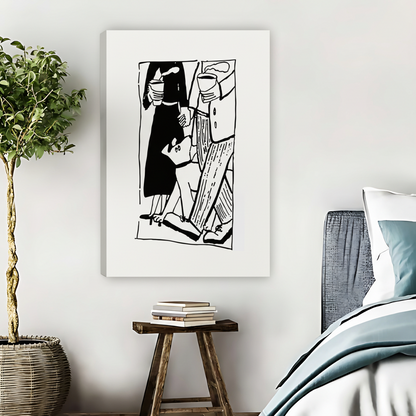 Family Walk Black White Line Art Framed Canvas Print| Liberty Signs #L1646