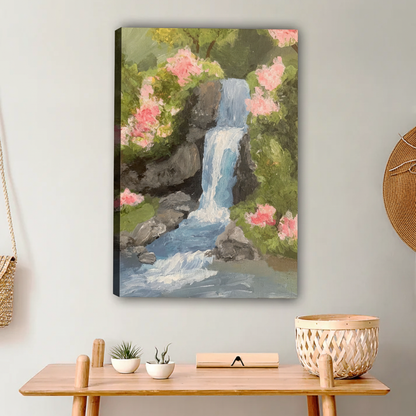 图2 瀑布花园油画无框场景