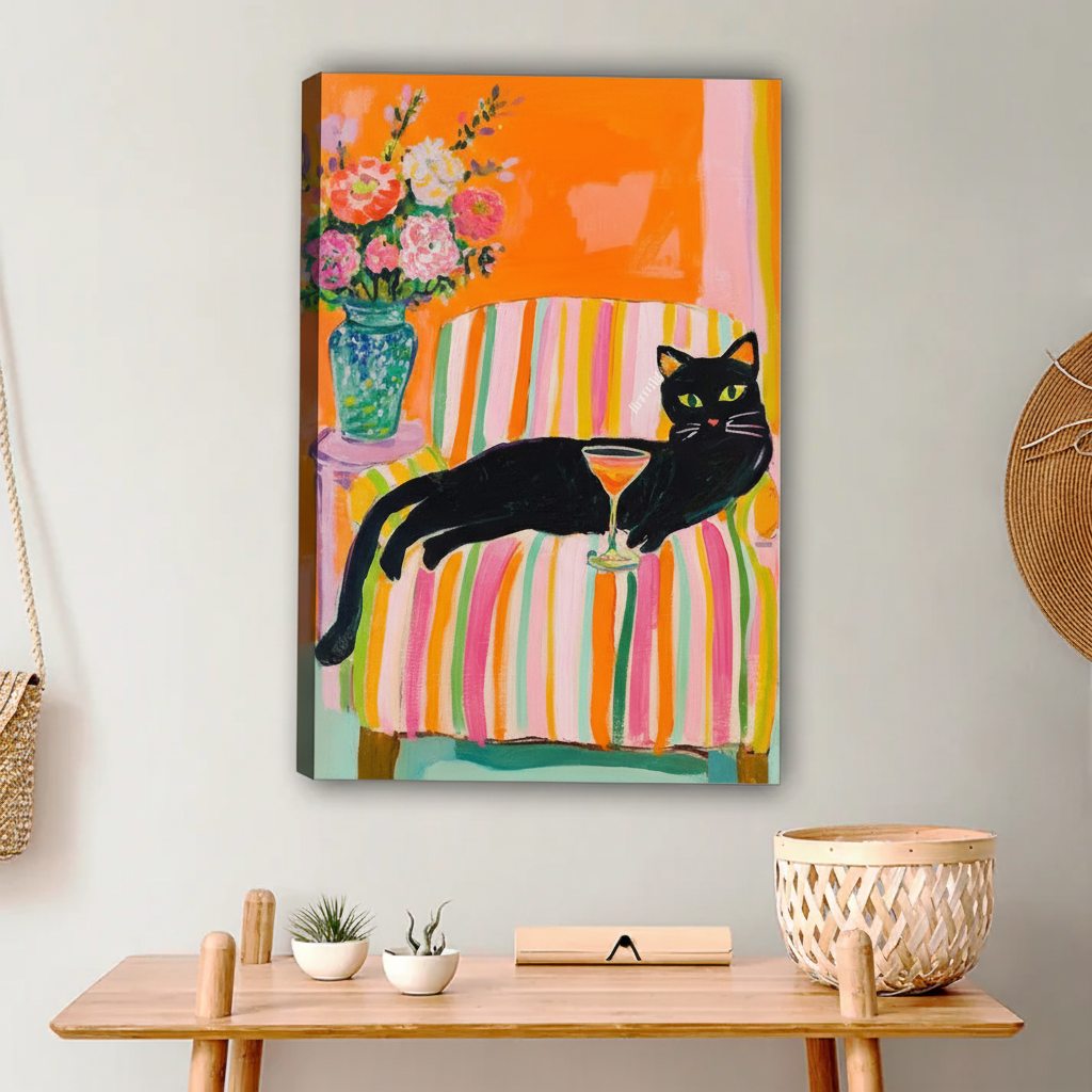 图2 黑猫马提尼插画无框场景