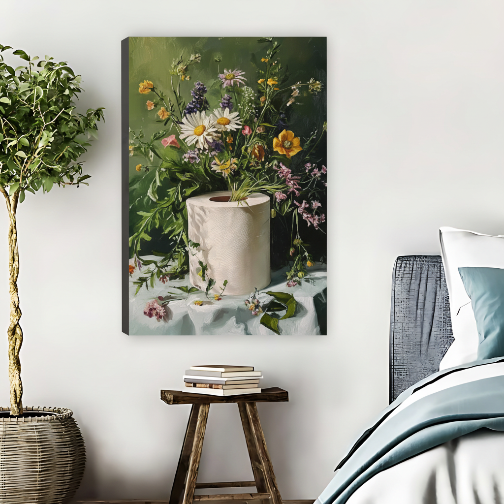 Wildflower Toilet Paper Roll Classical Oil Painting Canvas Art|Liberty Signs #L1662