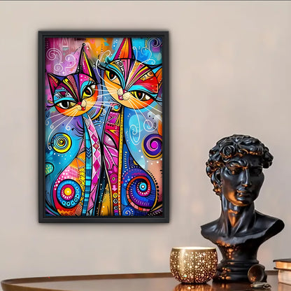 Funny Cat Art - Canvas Wall Art - Abstract Funny Living Room Decor| Liberty Signs #SZ105