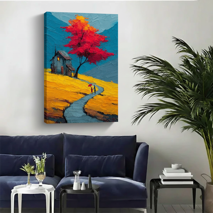 图2 - 秋日小屋油画无框场景