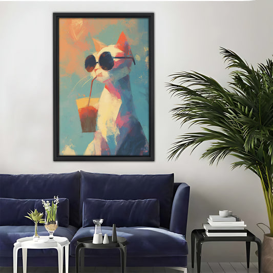 Funny Cat Art - Canvas Wall Art - Abstract Funny Living Room Decor| Liberty Signs #SZ048