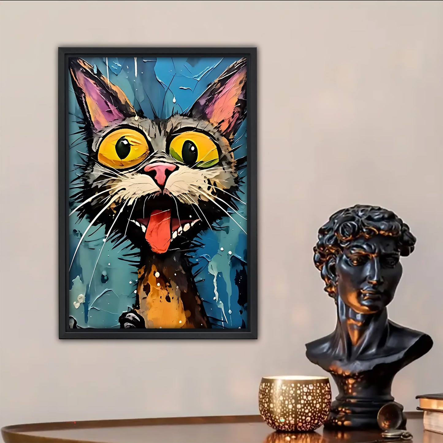 Funny Cat Art - Canvas Wall Art - Abstract Funny Living Room Decor| Liberty Signs #SZ232