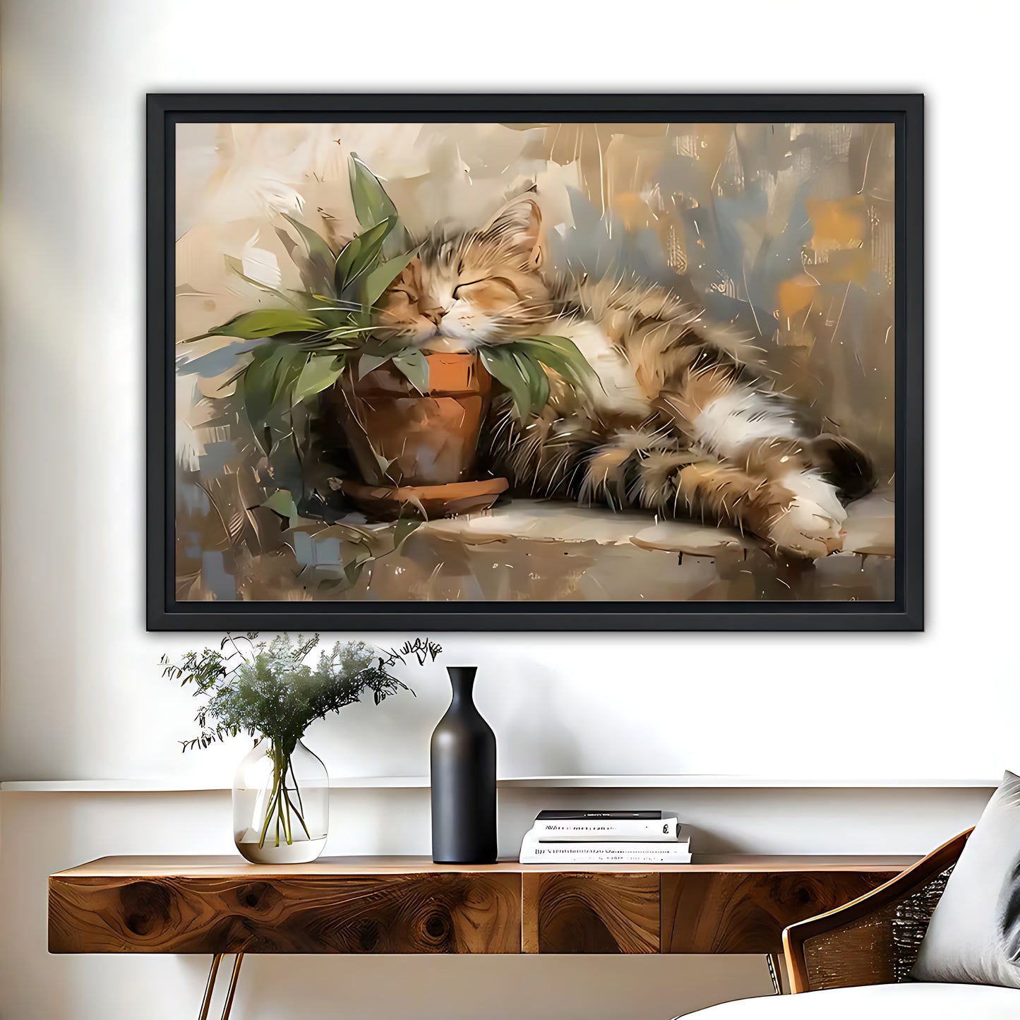 Funny Cat Art - Canvas Wall Art - Abstract Funny Living Room Decor| Liberty Signs #HZ083