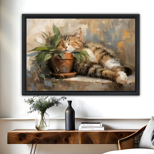 Funny Cat Art - Canvas Wall Art - Abstract Funny Living Room Decor| Liberty Signs #HZ083