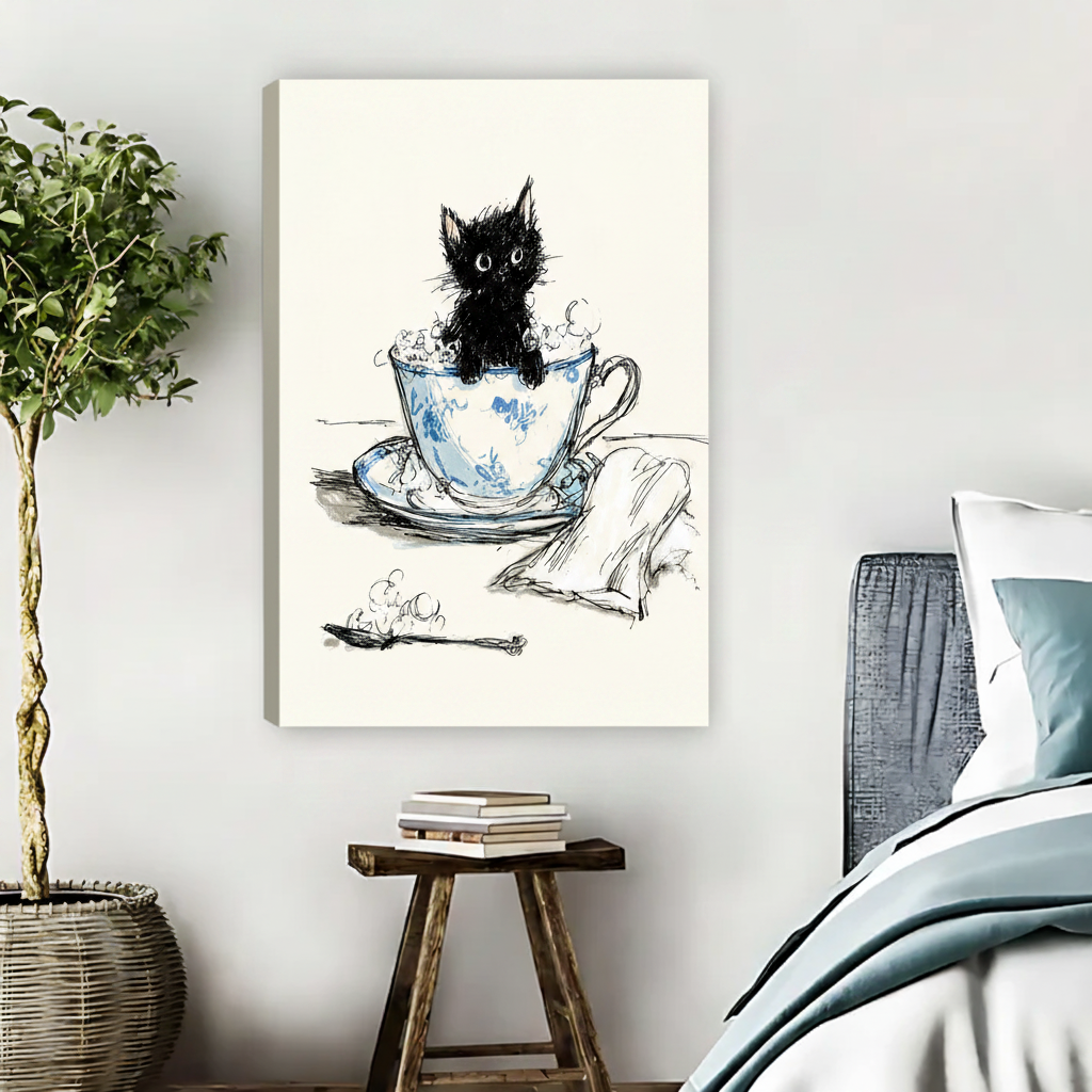 图2 - 茶杯黑猫 无框卧室场景