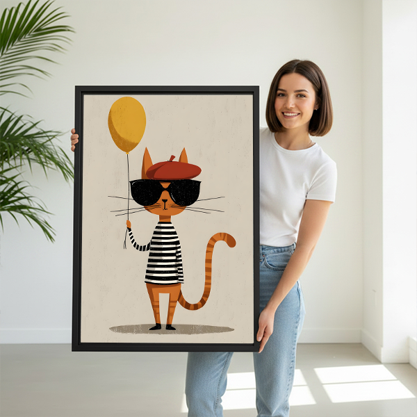 Highs & Lows Cat Dog Swing Minimalist Canvas Wall Art l2489