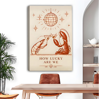 Vintage Lobster & Shrimp Canvas Wall Art | Framed & Unframed l4353