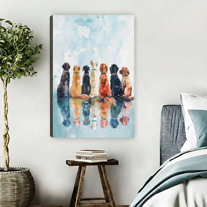 Watercolor Dogs Sitting Together Framed Wall Art Print l2003