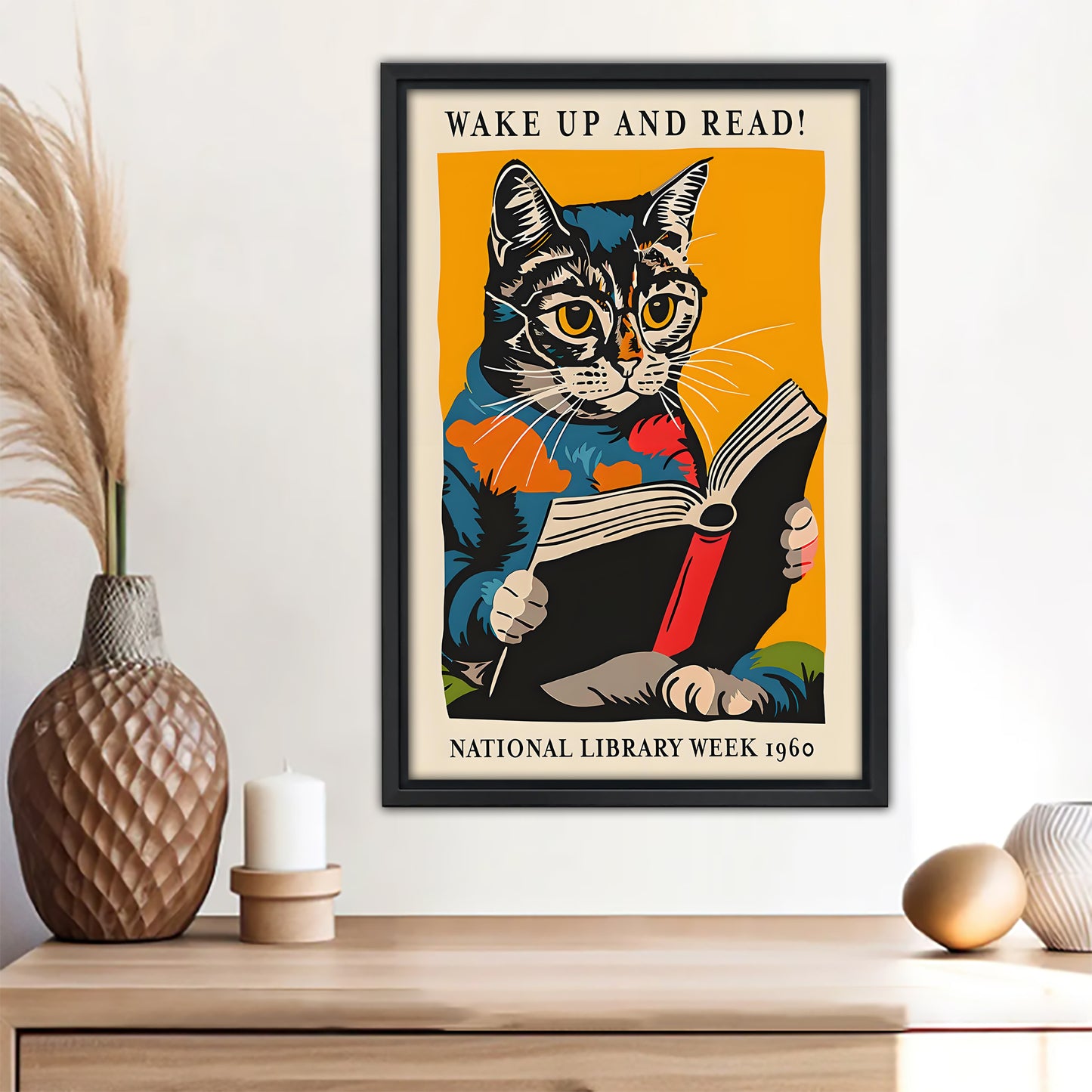 Funny Cat Art - Canvas Wall Art - Abstract Funny Living Room Decor| Liberty Signs #SZ142
