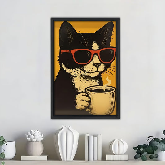 Funny Cat Art - Canvas Wall Art - Abstract Funny Living Room Decor| Liberty Signs #SZ316