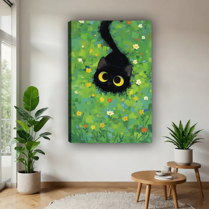 图2-绿色花田黑猫