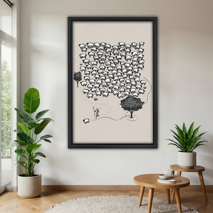 Neutral Abstract Framed Wall Art – Minimalist Line Art for Office or Studio | Liberty Signs #SZ209