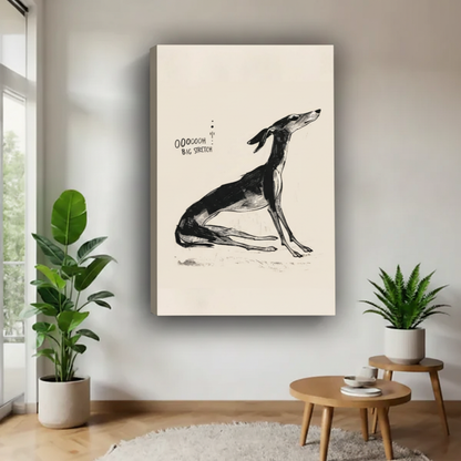 Greyhound big stretch ink sketch gallery wrap canvas print — OOOOOOH BIG STRETCH dog illustration, frameless minimalist pet lover wall art
