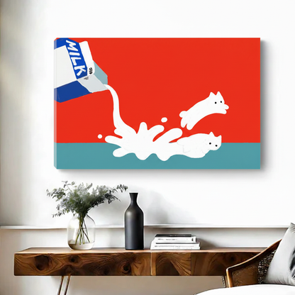 Milk cats canvas wall art no frame, rustic living room decor