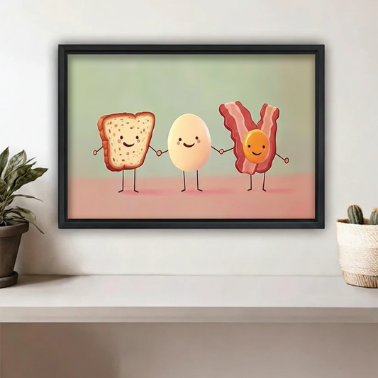 Cute Breakfast Friends Funny Food Wall Art Print l2001
