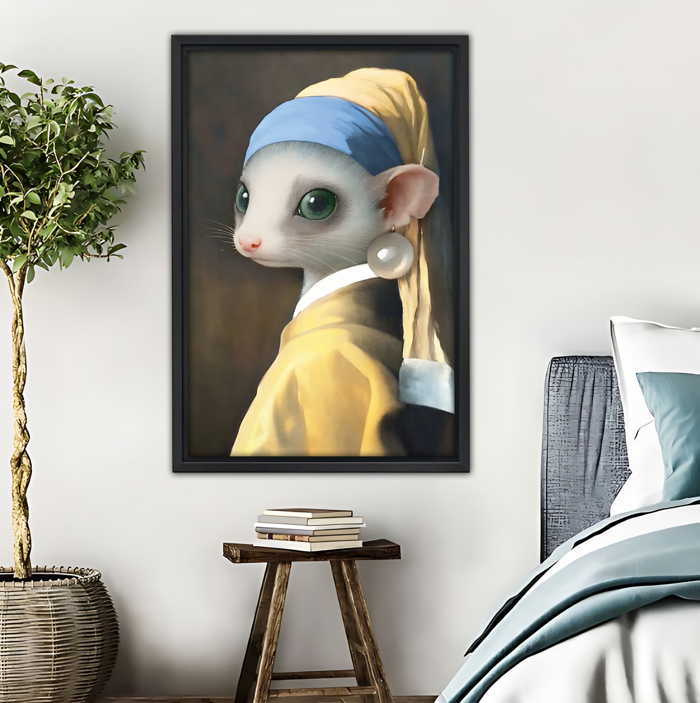 Mouse with a Pearl Earring | Vermeer Inspired Animal Art Print|Liberty Signs #L543