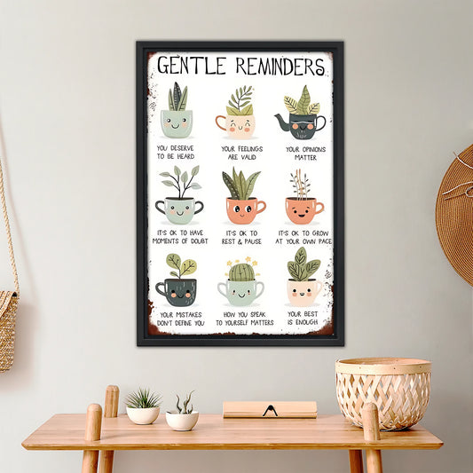Gentle Reminders Plant Care Wall Art - Succulent & Cactus Canvas Print|Liberty Signs #L344