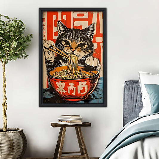 Retro Ramen Cat Japanese Food Poster|Liberty Signs #L403