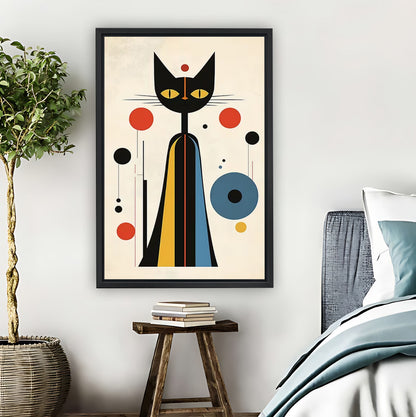 Mid-Century Geometric Black Cat Wall Art Print| Liberty Signs #L1594