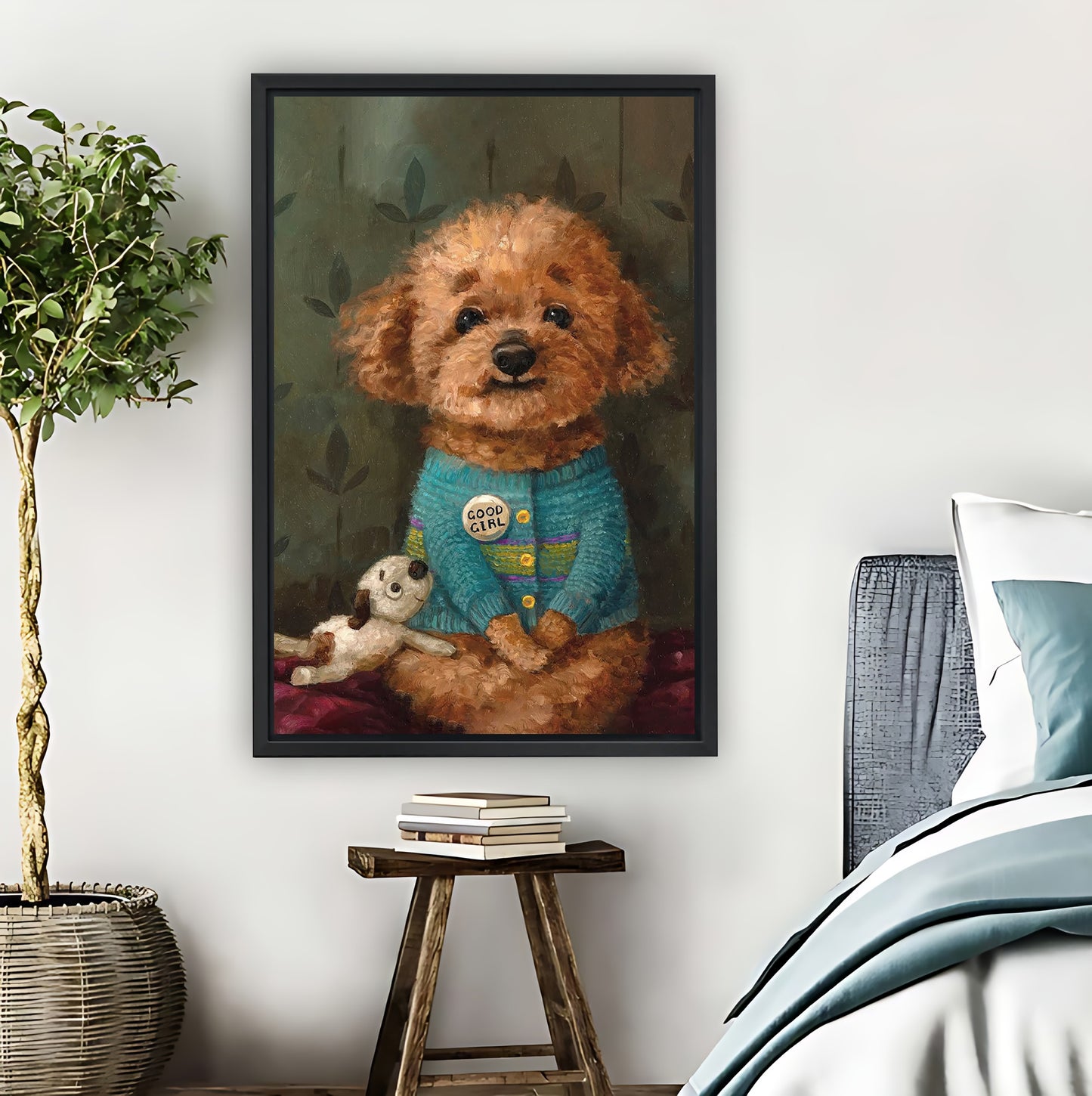 Fluffy Poodle Holding Stuffed Toy Cute Wall Art|Liberty Signs #L842