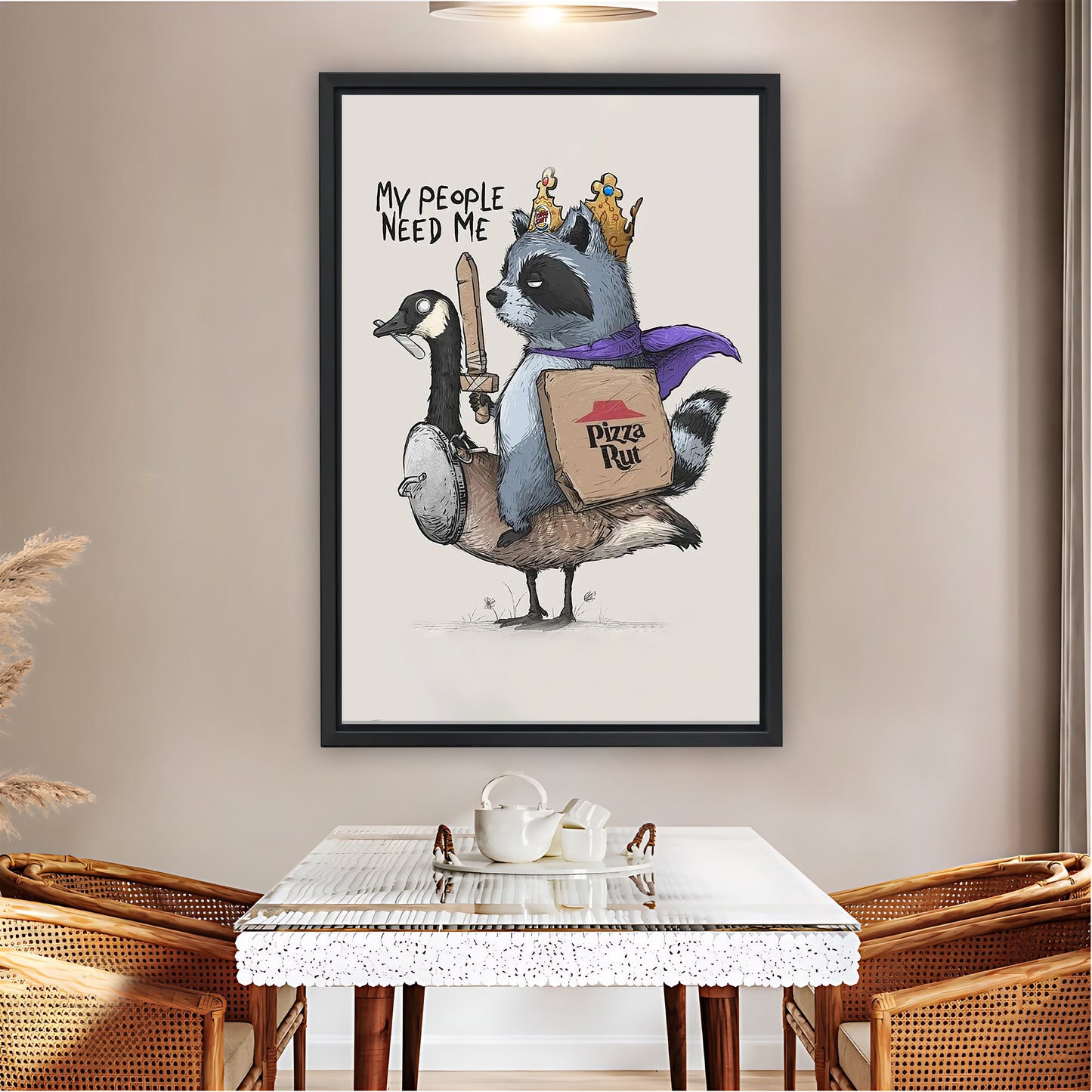 Raccoon Pizza Delivery on Goose Funny Wall Art|Liberty Signs #L836