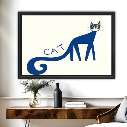 "CAT" Lettering Blue Cat Art Print | Modern Minimalist Pet Wall Decor|Liberty Signs #L522